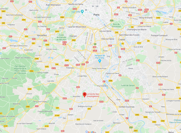 Extrait de carte de l'Essonne pour situer notre club